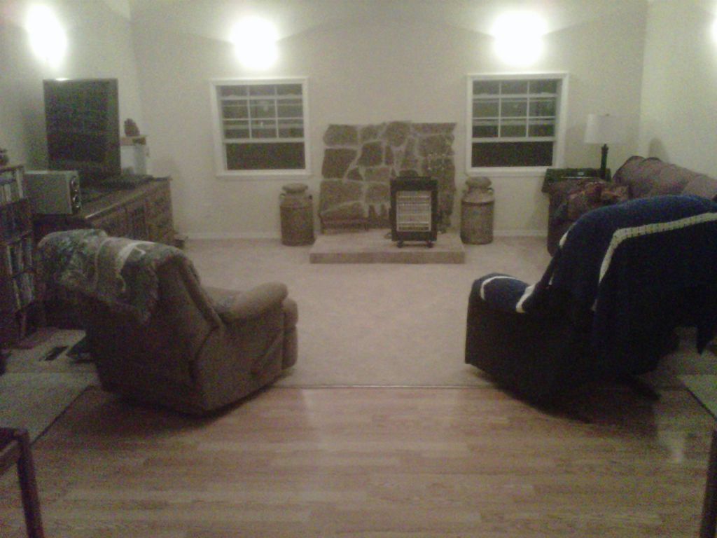 A wood burning stove was installed in front of roc