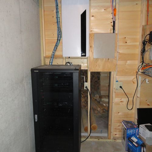 Equipment rack with On-Q cabinet