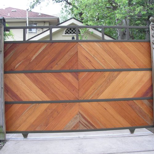 Sliding Wood and Metal Gate.
