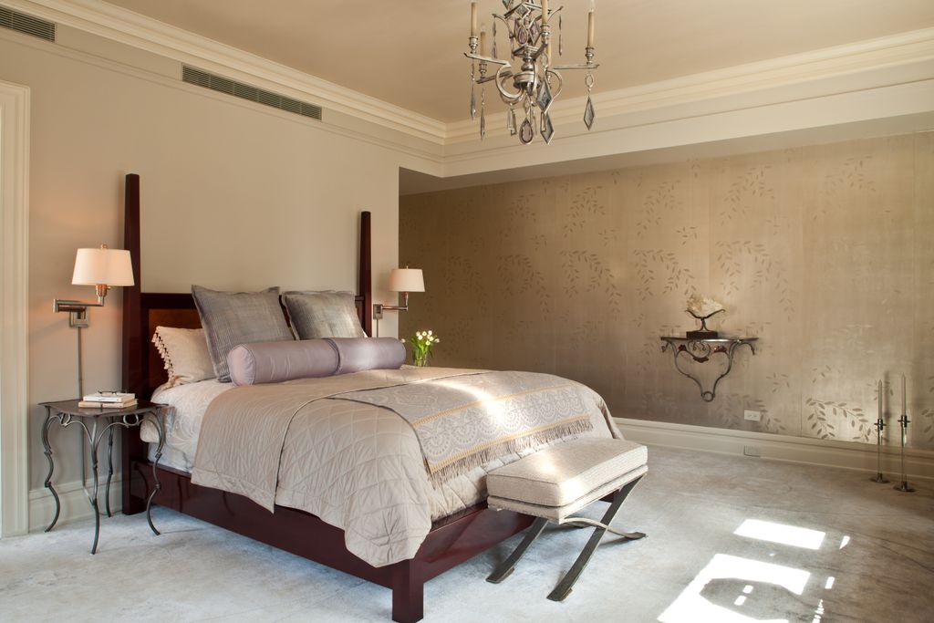 Beautiful Master Bedroom with hand made silver lea