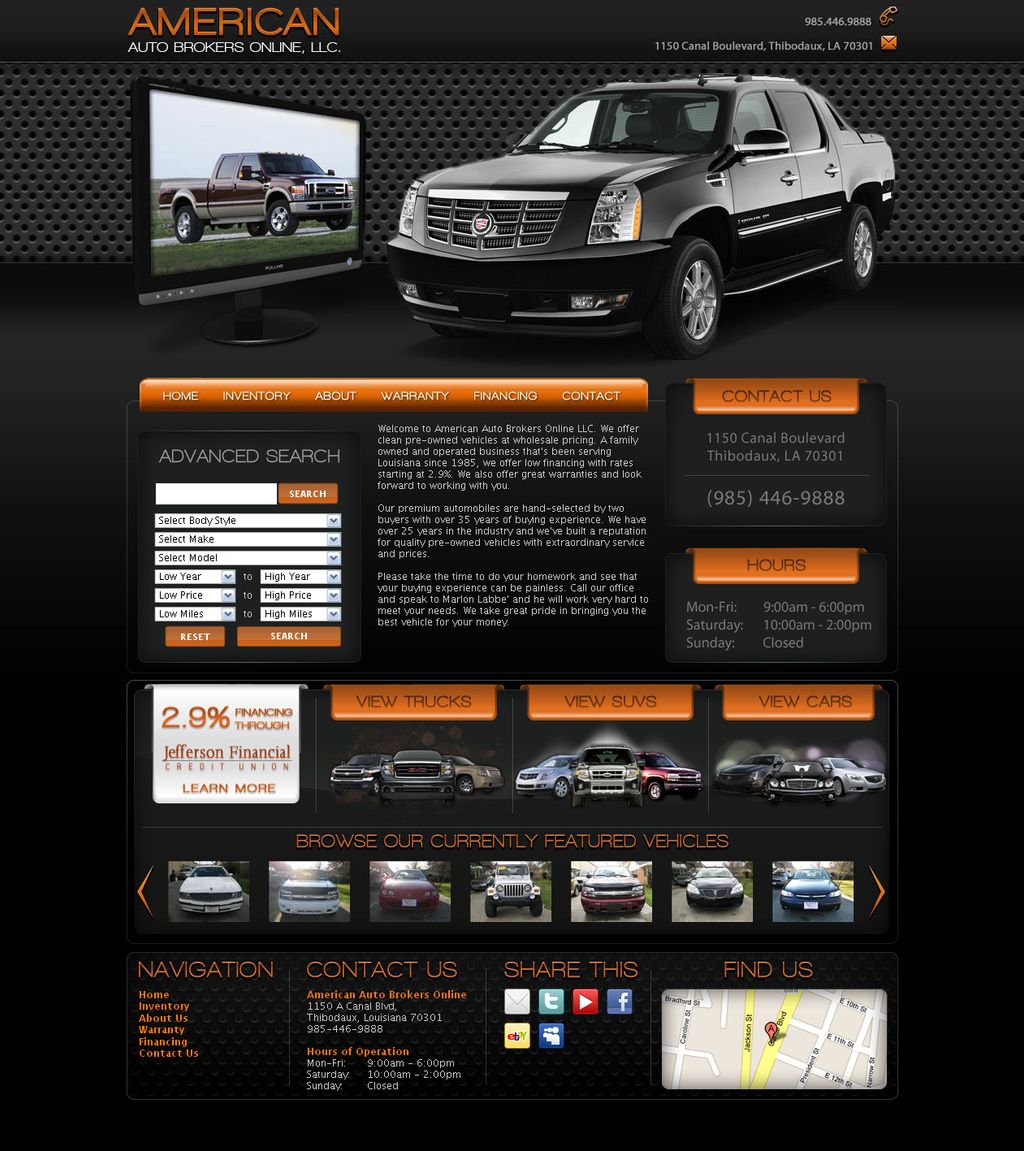 Custom website design for independent auto dealer.
