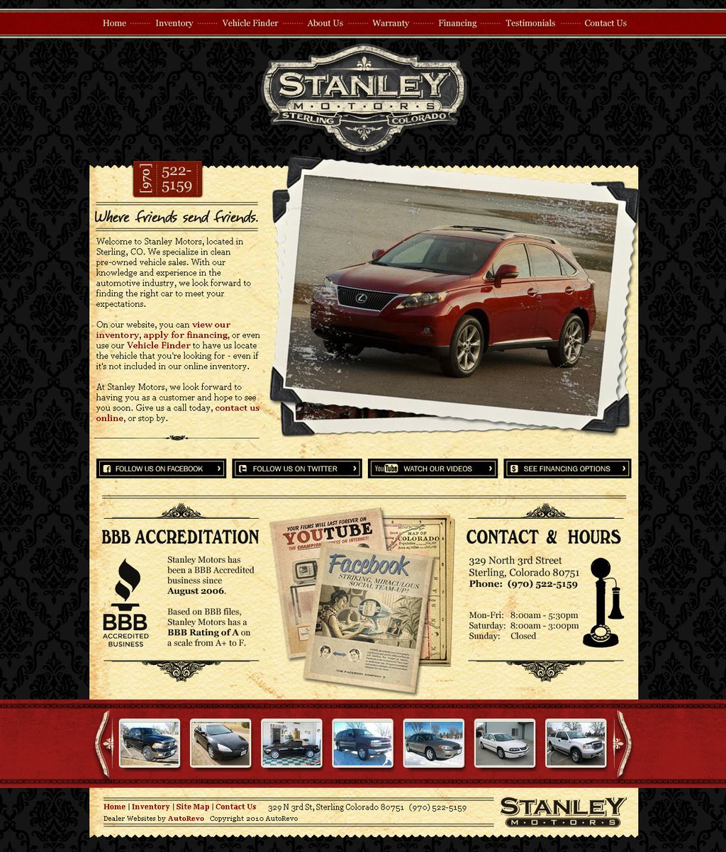 Custom website design for independent auto dealer.