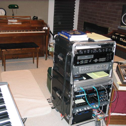Studio pic showing some of Baldwin acoustic piano;