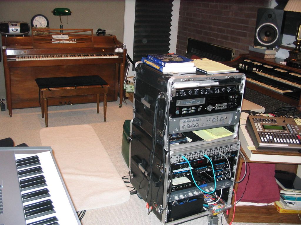 Studio pic showing some of Baldwin acoustic piano;