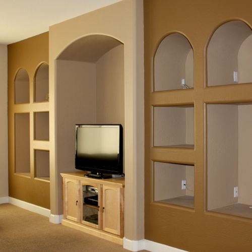 Entertainment center painted two toned.