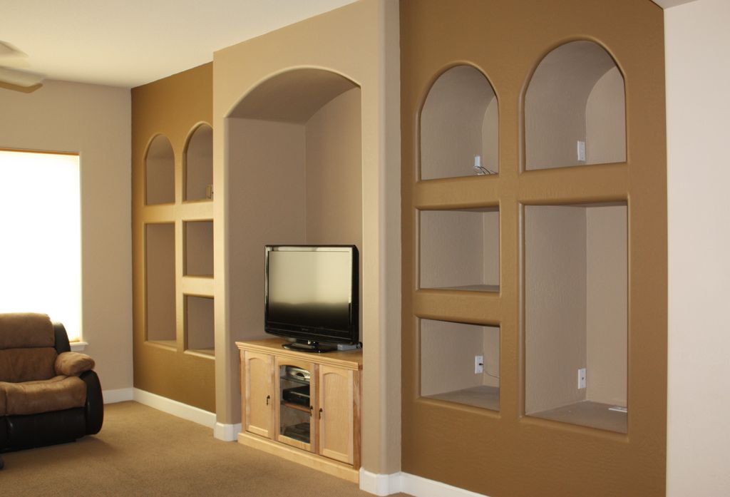 Entertainment center painted two toned.