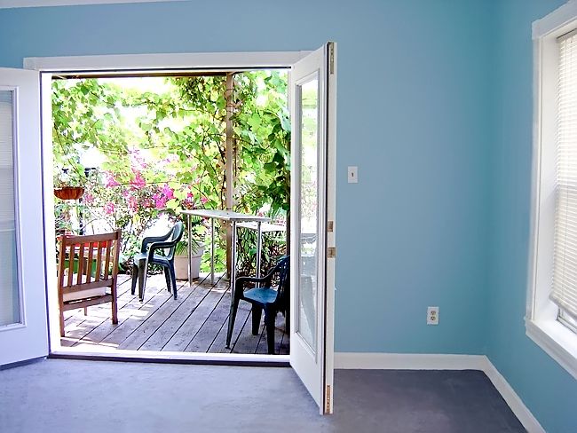 Looking out of the Lounge onto a beautiful wooden 