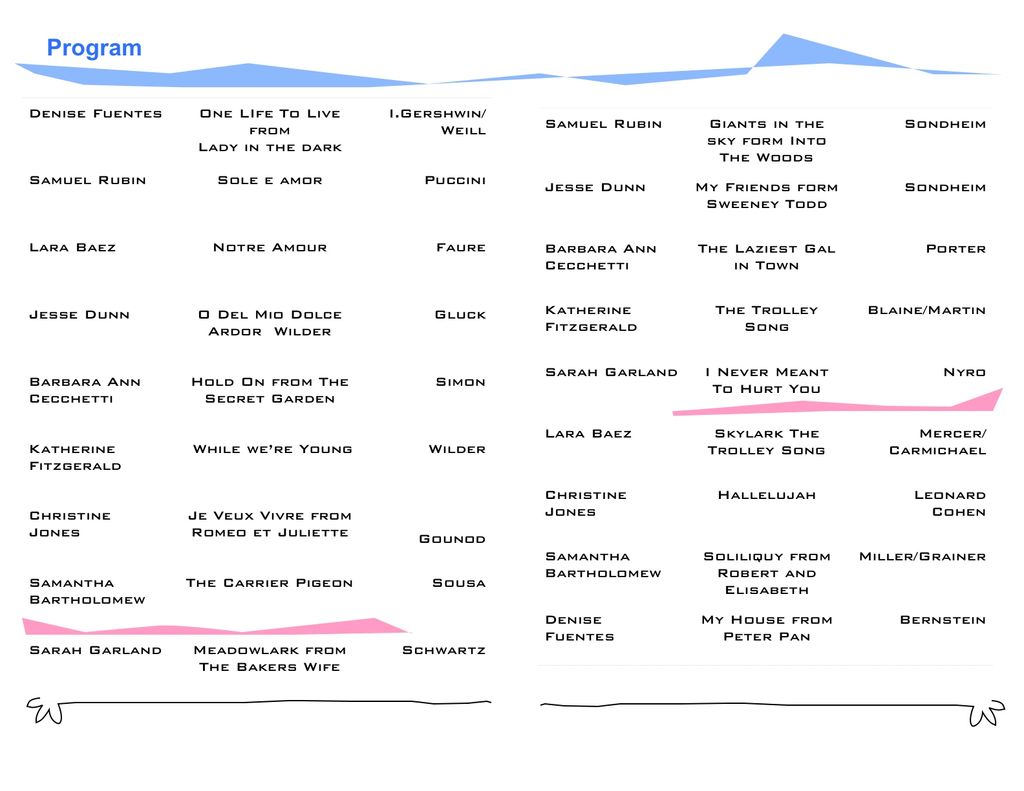 The program for our Spring Recital
May 22, 2011