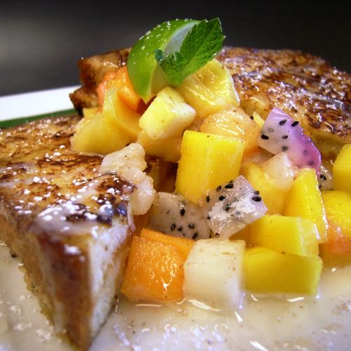 Kaya Coconut stuffed French Toast with Tropical fr