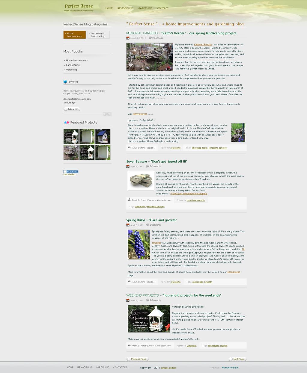 Perfect Sense - preliminary garden blog for New Je