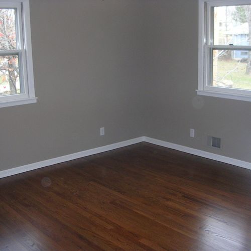 Refinished Hardwood Floors - Dark Walnut color.