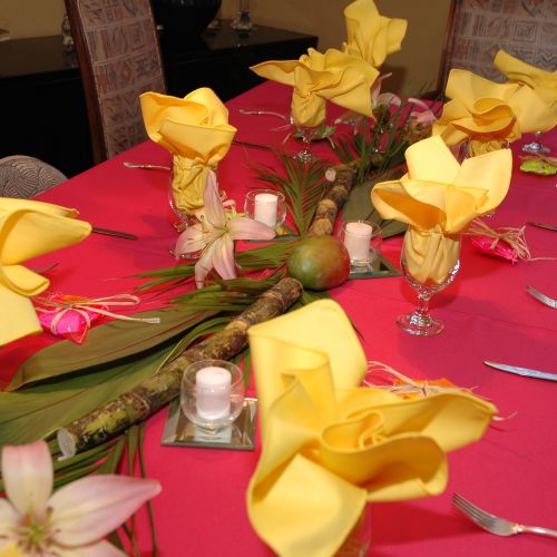 A tropical table setting