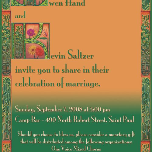 Wedding invitation I designed including hand illus