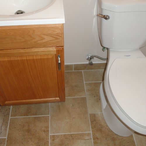 bathroom remodel due to extensive water damage.  g