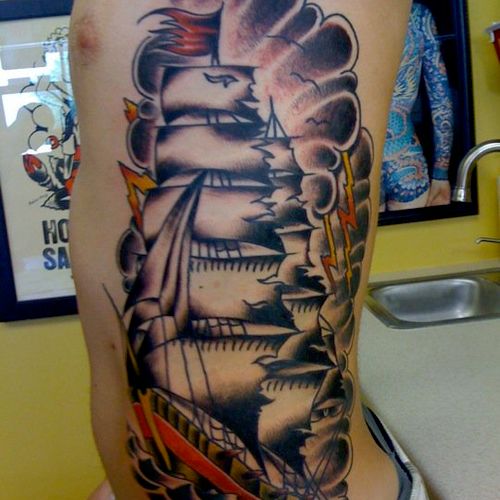 ship tattoo by Lana Gooding