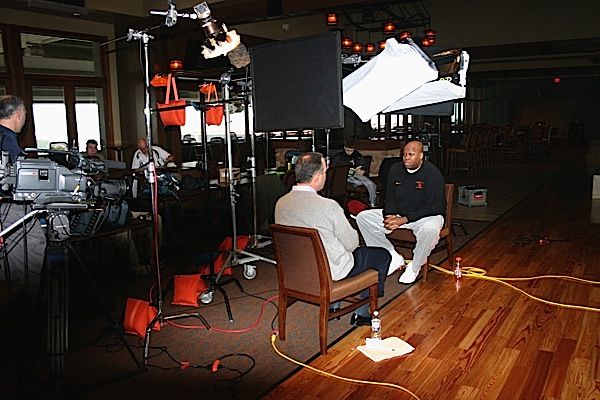 DTS on location with Coach Craig Robinson for CBS 