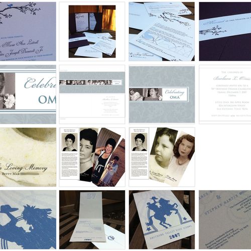 Invitations and Memorial Samples:
from top...
1. W