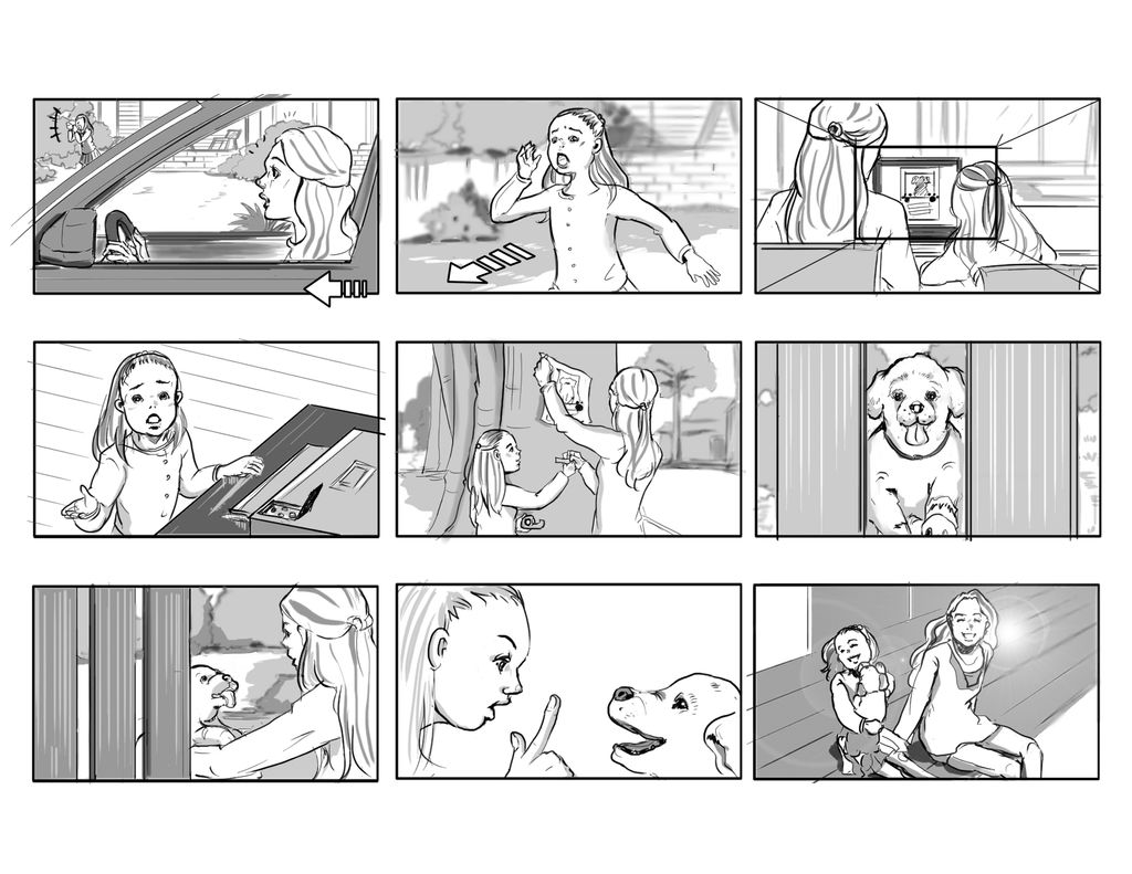 Storyboard for a commercial. Based on the script a