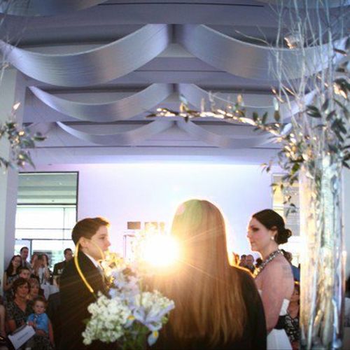 Wedding Ceremony with White Uplighting and Spotlig