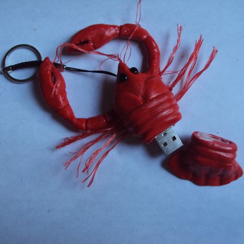 Lobster shaped USB stick.  Polymer clay.