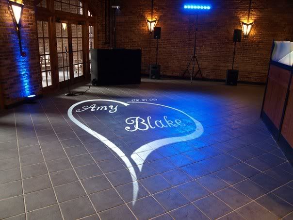 Custom lighting gobo for the Bride and Groom