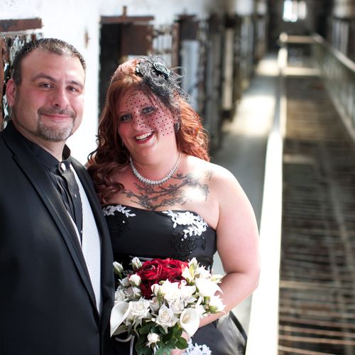 Wedding portrait at Eastern State Penitentiary