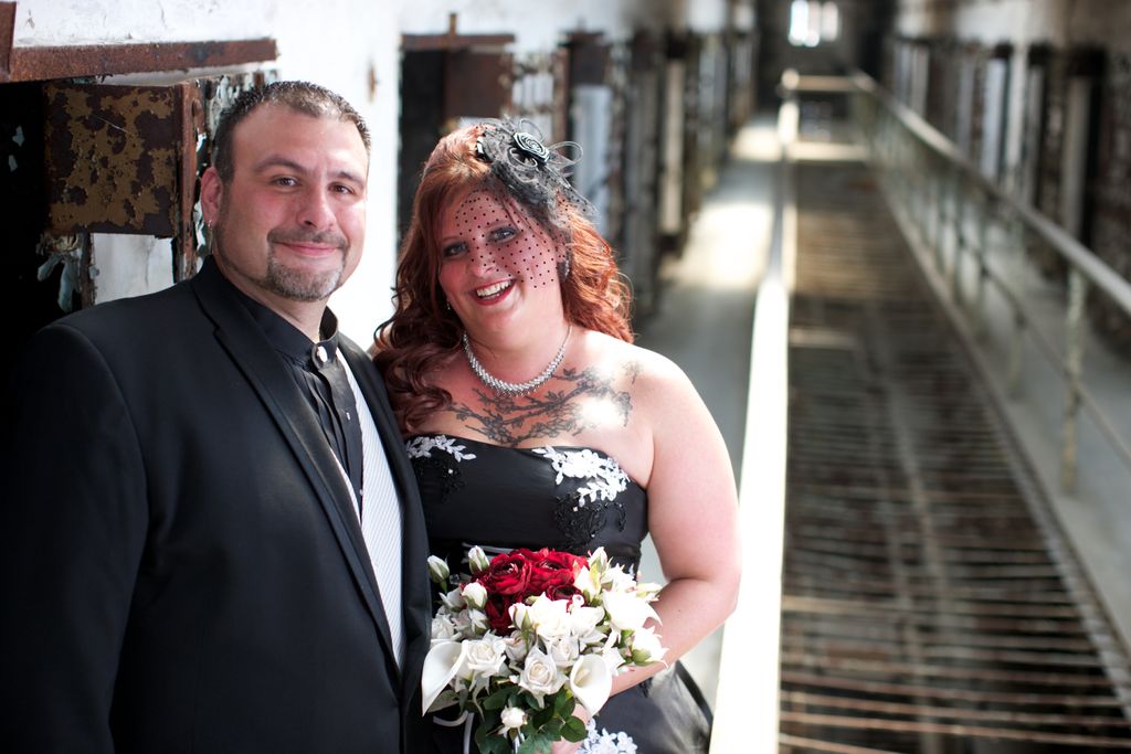Wedding portrait at Eastern State Penitentiary