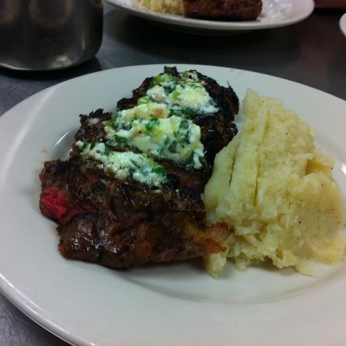 Steak with parsnip and potato mash