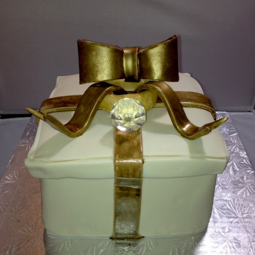 6 inch. engagement gift box cake