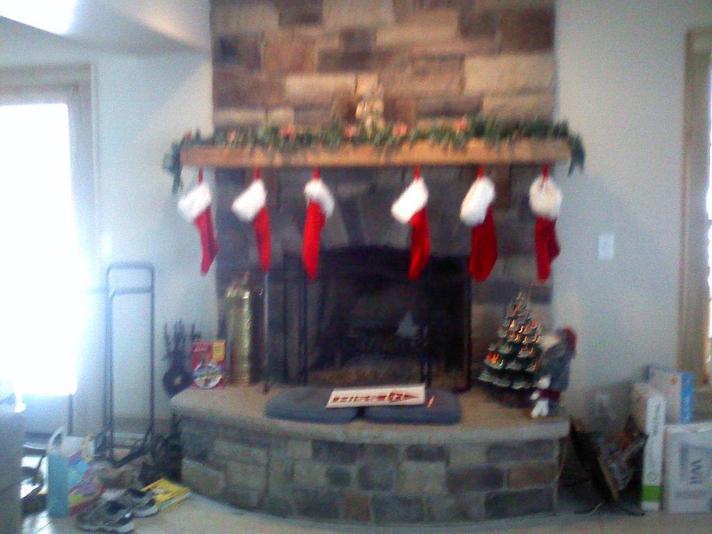 Interior cultured stone fireplace front