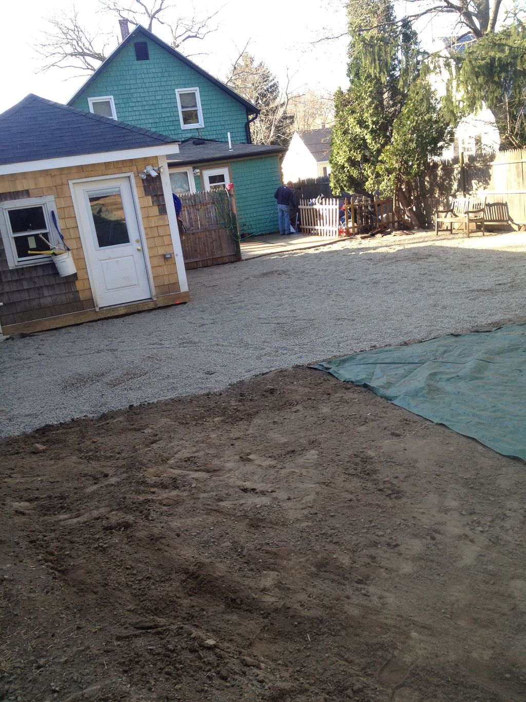 after removal of soil and install of 3/8 inch peas