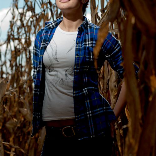 Location portrait in a corn field