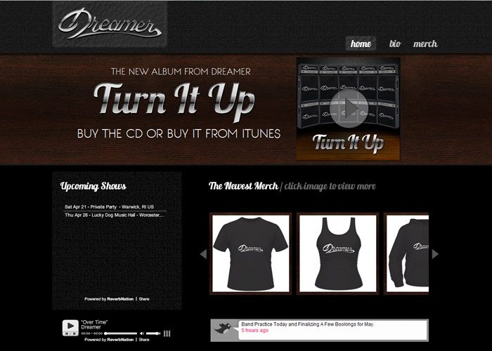 Dreamer The Band Website Design and Development