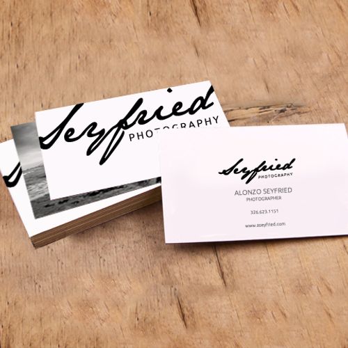 Sample business card design for Seyfried fine art 