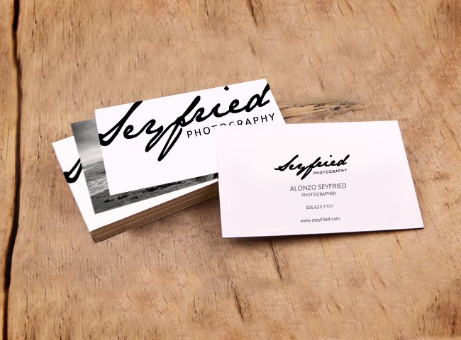 Sample business card design for Seyfried fine art 