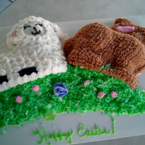 Lamb And Bunny Easter Cake
