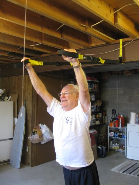 Our client Dwayne TRXing in his basement!