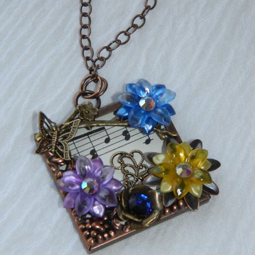 Spring Melody II collage necklace