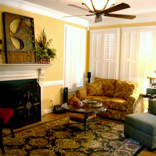 Family room total redesign--with new custom firepl