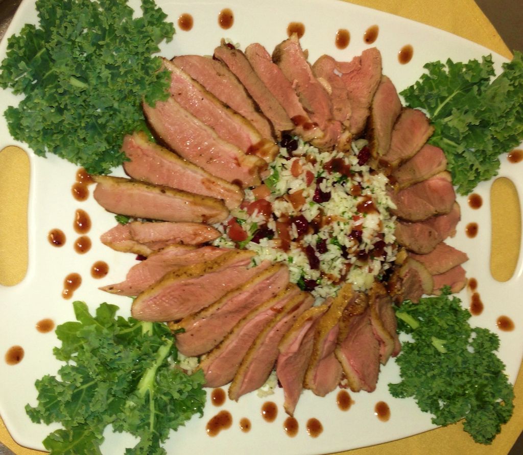Smoked duck breast with rice confetti