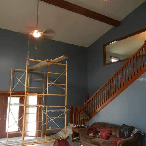 Interior drywall repair, painting, and staining wo