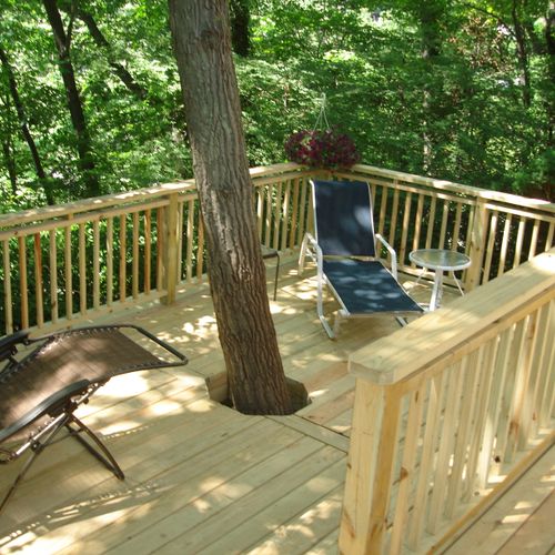 Treated wood deck