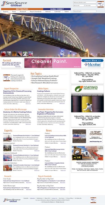 Home page of a website for SpecSource Global