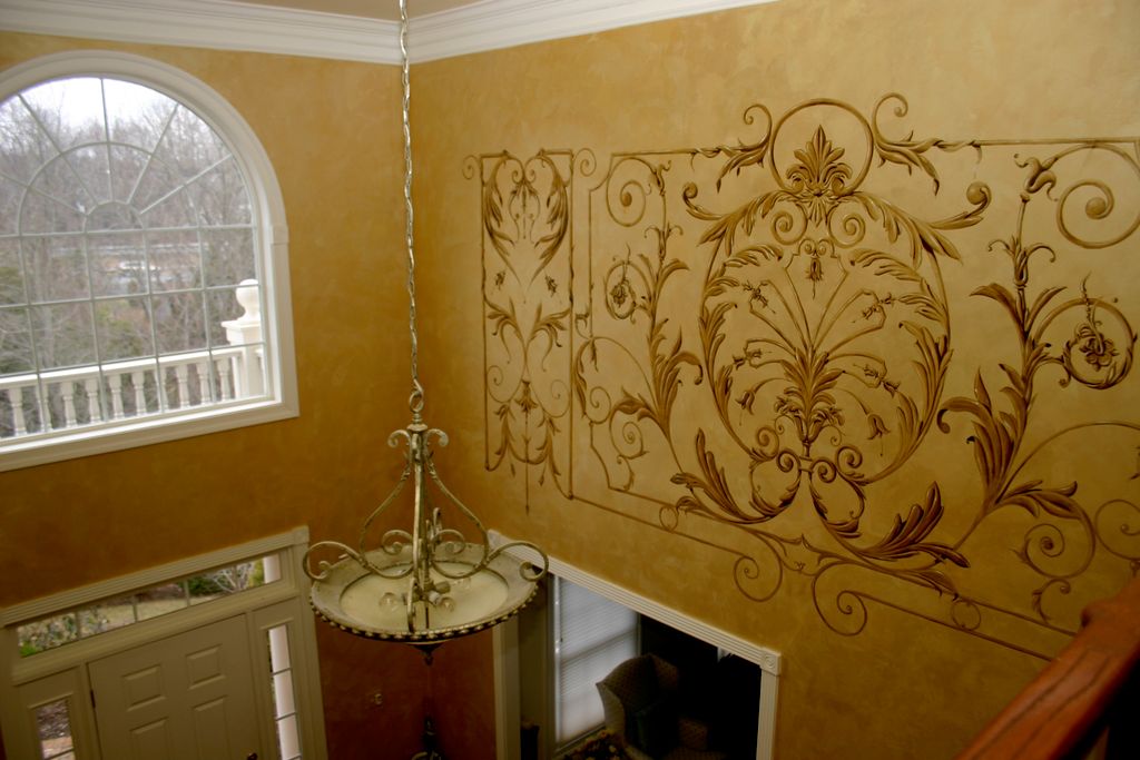 Scrollwork Design Fills space on walls in 2 story 