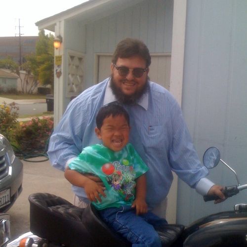 With my son during my motorcycling days