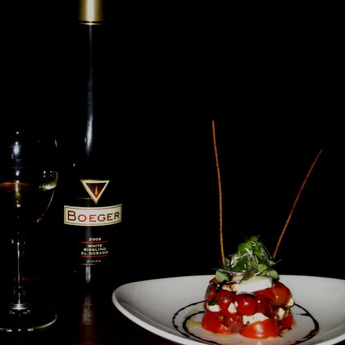 Caprese tower with burrata cheese