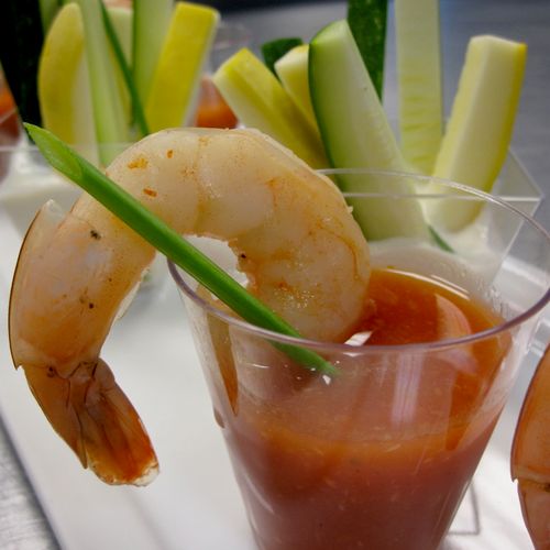 Shrimp on Bloody Mary Shooters