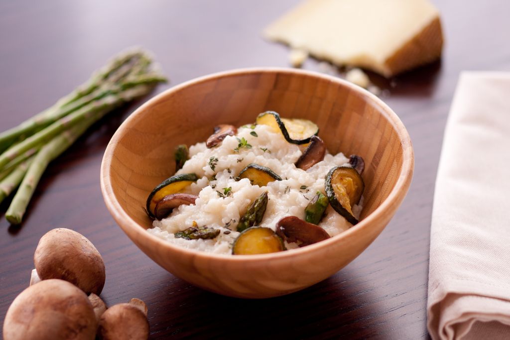 Manchego Risotto With Mushrooms, Zucchini and Aspa