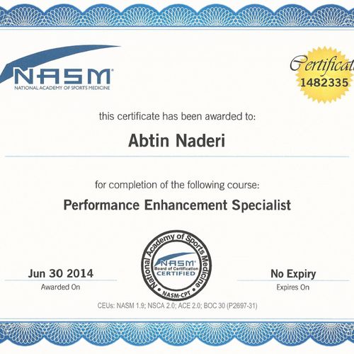 National Academy of Sports Medicine(NASM)
Performa