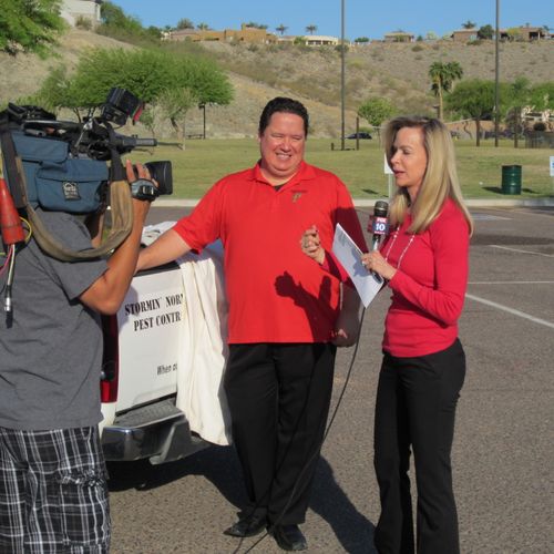 Being interviewed by FOX 10